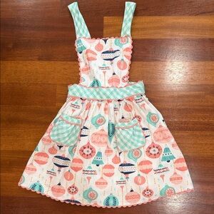 Serendipity by Shrimp and Grits Holiday Ornament Dress pinafore Size 7-8 Large